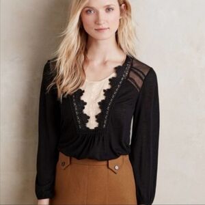 Meadow Rue Black "Nimah" Long Sleeve Top